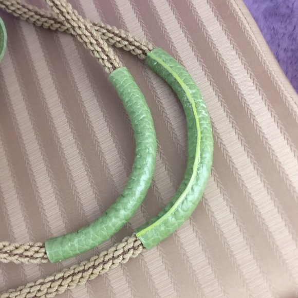 496cad PLINIO VISONA Italian Leather Tote with Fisherman handle in GREEN avocado - Picture 5 of 15